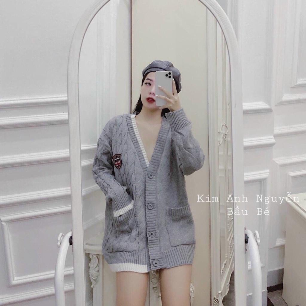 Áo khoác len cardigan huy hiệu QC