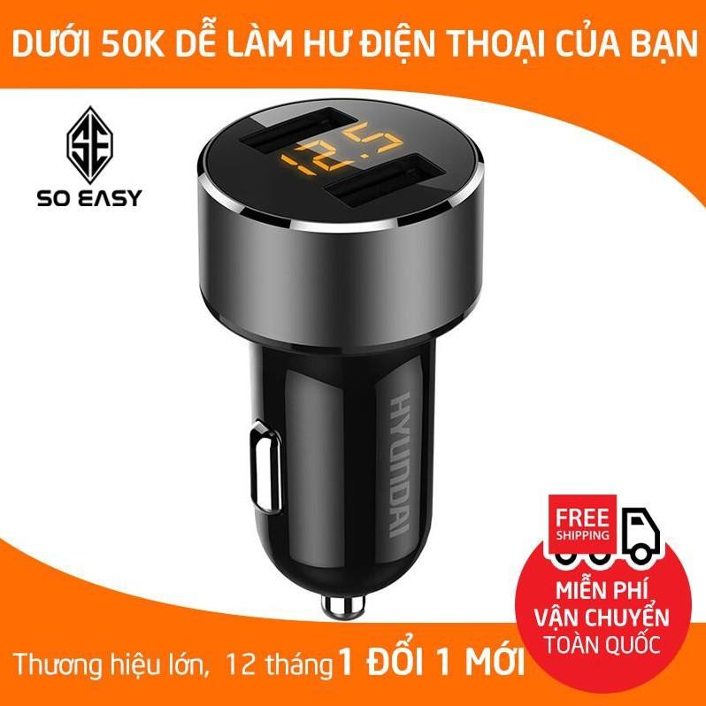 Dock sạc xe đa năng, cốc sạc dành cho xe hơi hai cổng USB màn hình LED hiển thị điện áp_EL029