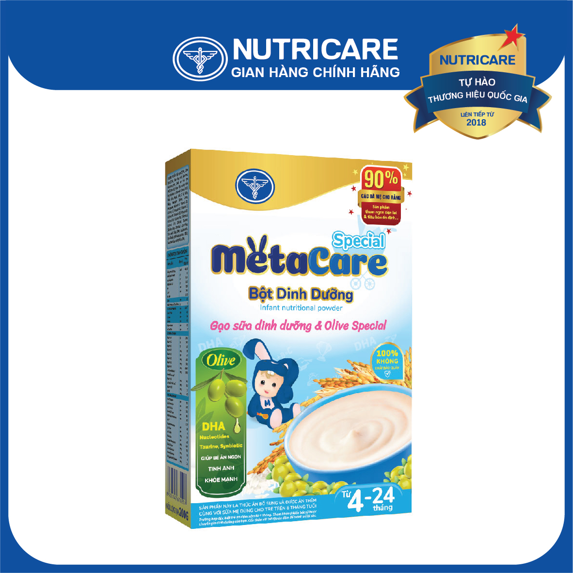 Bột dinh dưỡng Nutricare Metacare Gạo sữa dinh dưỡng &amp; olive SPECIAL 200g