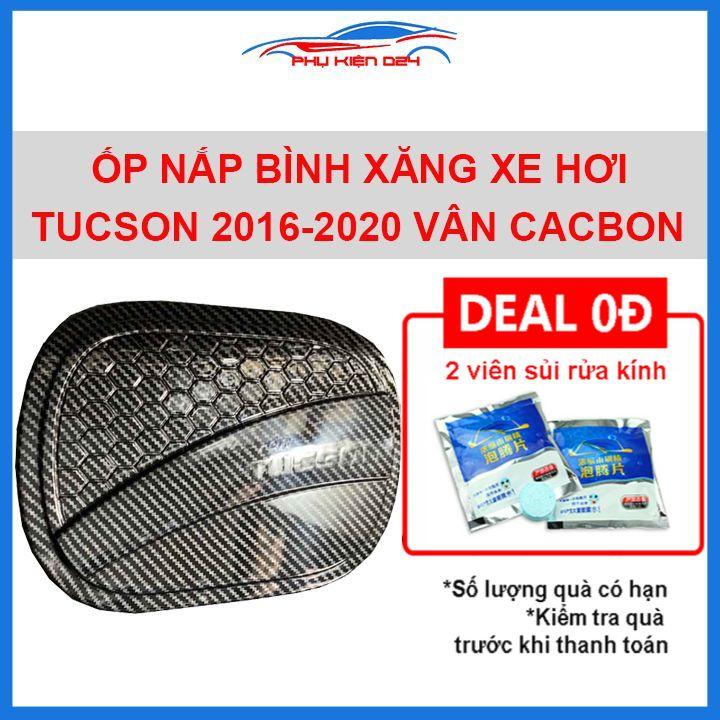 Ốp nắp bình xăng Tucson 2016-2020 vân cacbon chống trầy trang trí ô tô