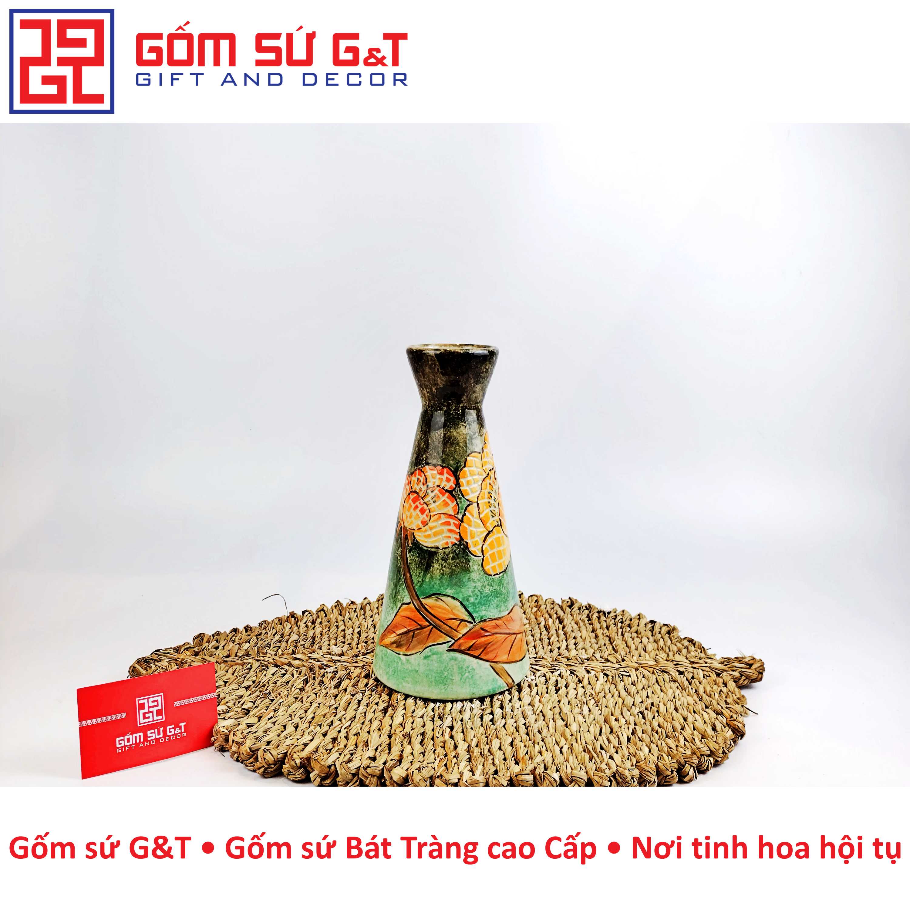 Lọ hoa chân váy bông sen vàng Gốm Sứ G&amp;T