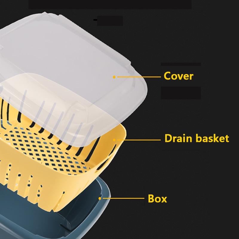 Hộp đựng thực phẩm có rổ và nắp chứa rau củ, hoa quả để ngăn mát tủ lạnh đa năng tiện ích