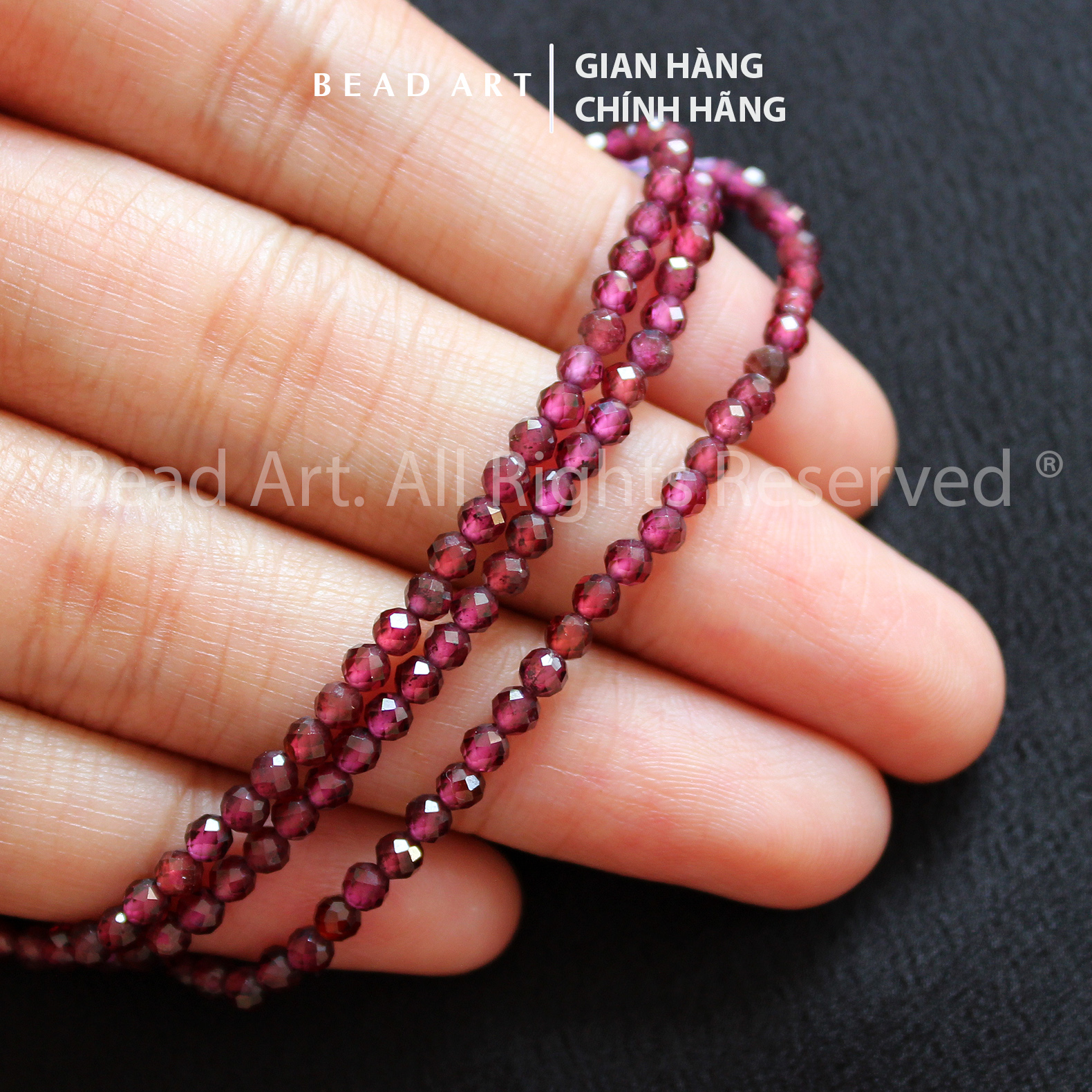 [5 Hạt/10 Hạt] 3MM Đá Garnet, Hồng Ngọc Lựu Màu Đỏ Sậm, Tự Nhiên Giác Cắt Loại AB, Hoả, Thổ, Vòng Tay Phong Thuỷ, Chuỗi Hạt - Bead Art