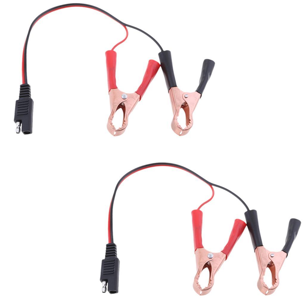2x 10INCH SAE to Alligator Clip Harness Solar Battery Quick Connect Assembly