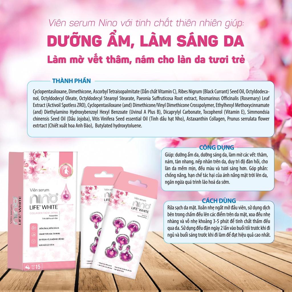 Viên Serum collagen mờ thâm dưỡng trắng Nino Life'White - 15 viên