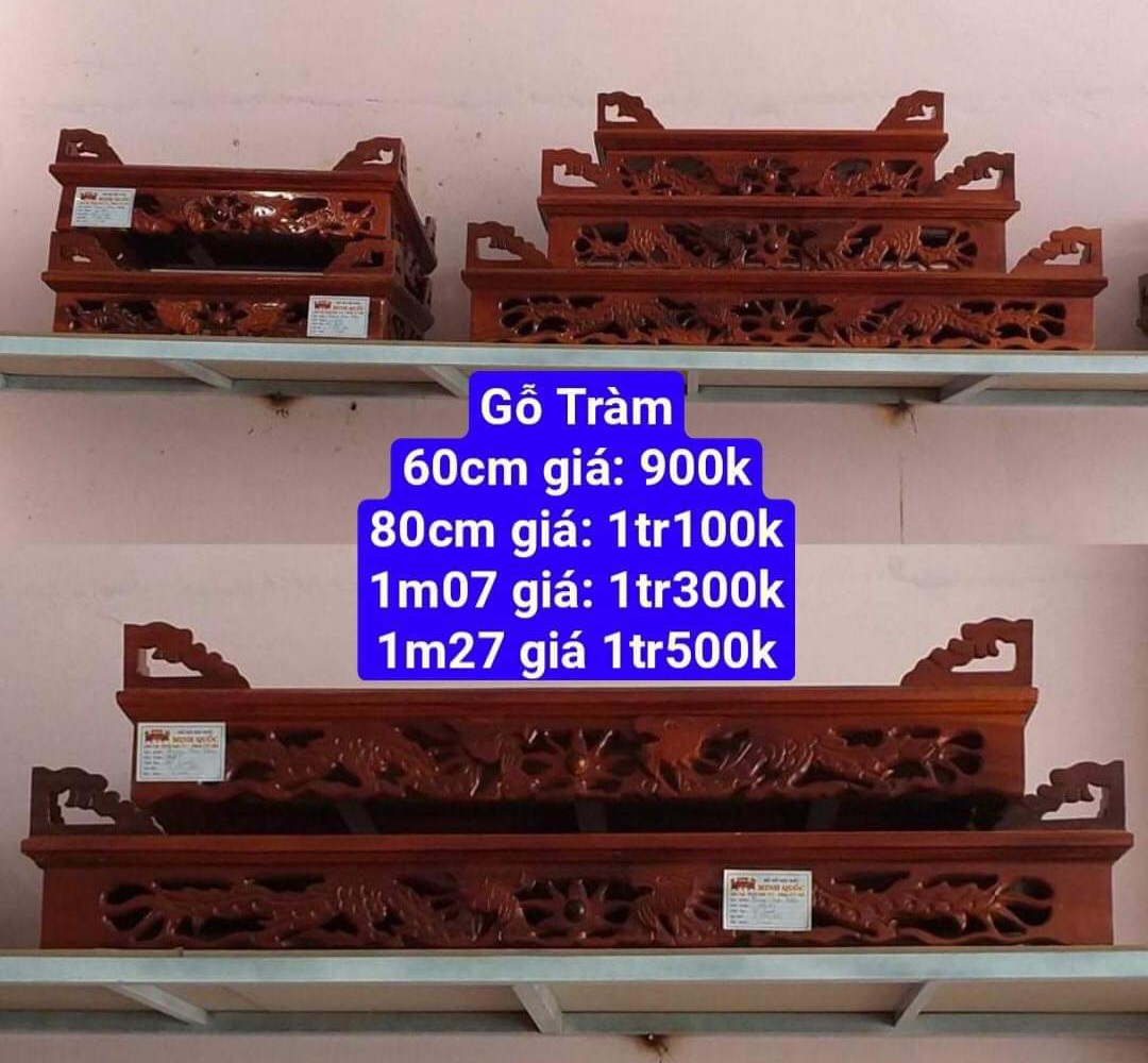 Bàn thờ treo tường gỗ tràm bông vàng kèm eke