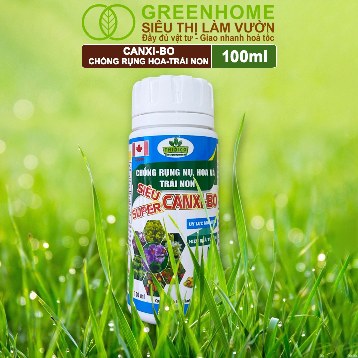 Phân bón Canxi Bo Greenhome, Chai 100ml, Tăng đậu trái, Chống rụng hoa và trái non, chống thối trái, dùng cho cây ăn quả