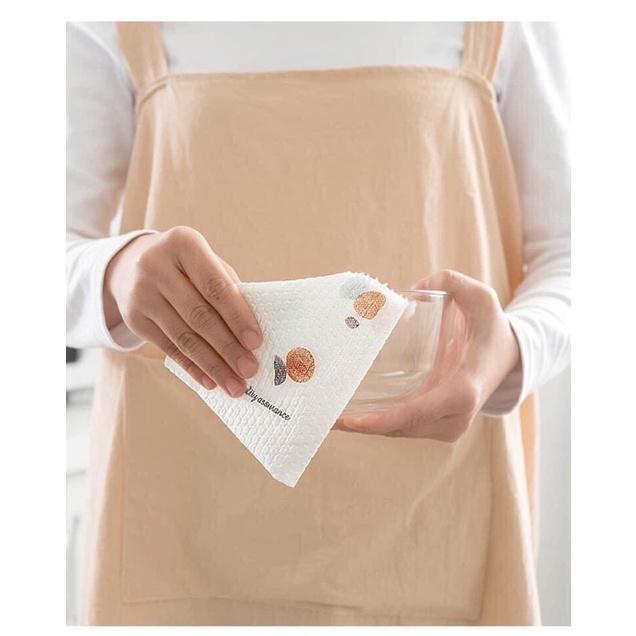 Cuộn khăn giấy lau 220 tờ siêu dai có thể giặt tái sử dụng -Giấy lau bếp hoạ tiết dễ thương - Khăn lau đa năng nhà bếp