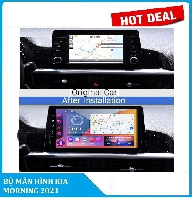 BỘ Màn hình DVD android A.5 9INCH CHO XE KIA MORNING 2021 lắp sim 4G thu phát wifi,Hệ điều hành Android 10 GỒM MẶT DƯỠNG+JACK NGUỒN THEO XE.KÍNH CƯỜNG LỰC 2.5 D, chỉ đường tiện ích, màn hình ô tô cho các dòng xe