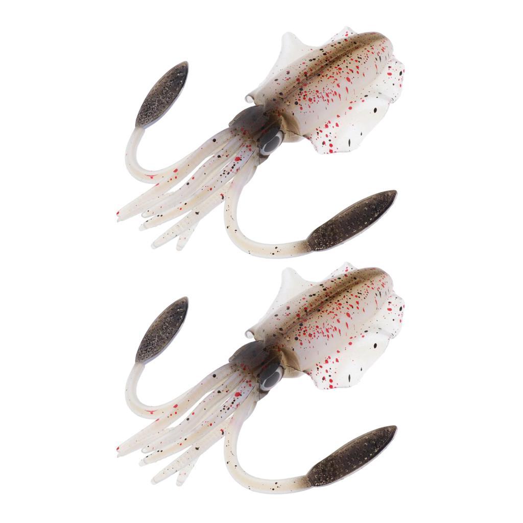 2x 1 Pc Realistic Living Saltwater Soft Plastic Squid Skirt Bait