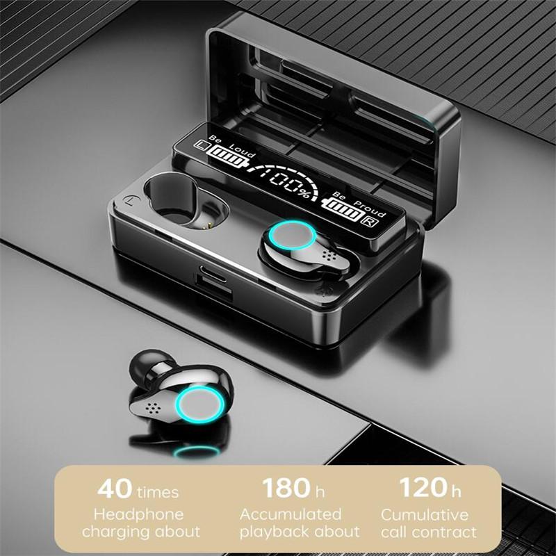 Bluetooth TWS Tai Nghe Nhét Tai Không Dây Tai Nghe 9D Stereo Tai Nghe Nhét Tai Thể Thao Chống Thấm Nước Tai Nghe Có Micro Sạc Hộp