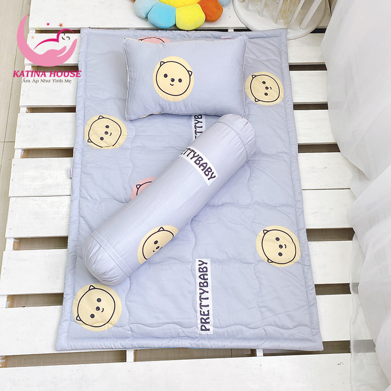 Gối nệm cho bé 80x120cm, trọn bộ có gối ôm, vải Tencel siêu mềm, thoáng mát, nhiều họa tiết đáng yêu, phù hợp bé 1-5t