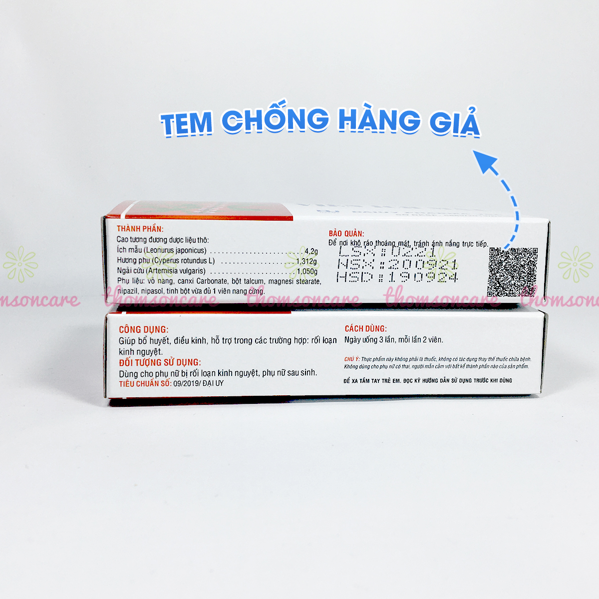 Viên uống Ích Mẫu Hộp 20 viên - Bổ huyết Điều Kinh giảm rối loạn kinh nguyệt Đ.Y