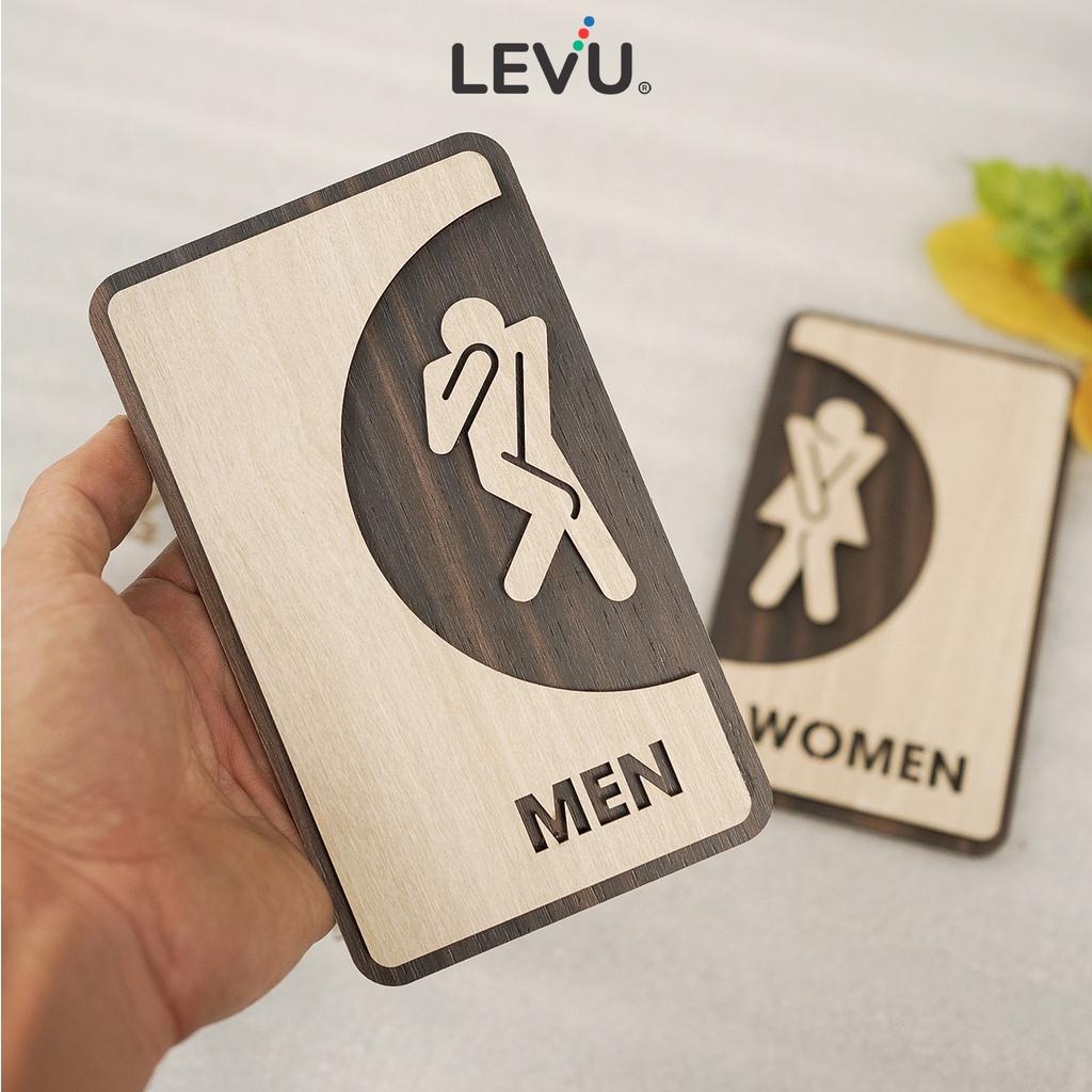 Bộ bảng decor wc Men Women bằng gỗ khắc laser 3D cao cấp LEVU TL35