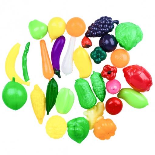 Đồ chơi 30 loại trái cây rau củ quả HT636 - Size to, chất liệu nhựa nguyên sinh an toàn cho trẻ