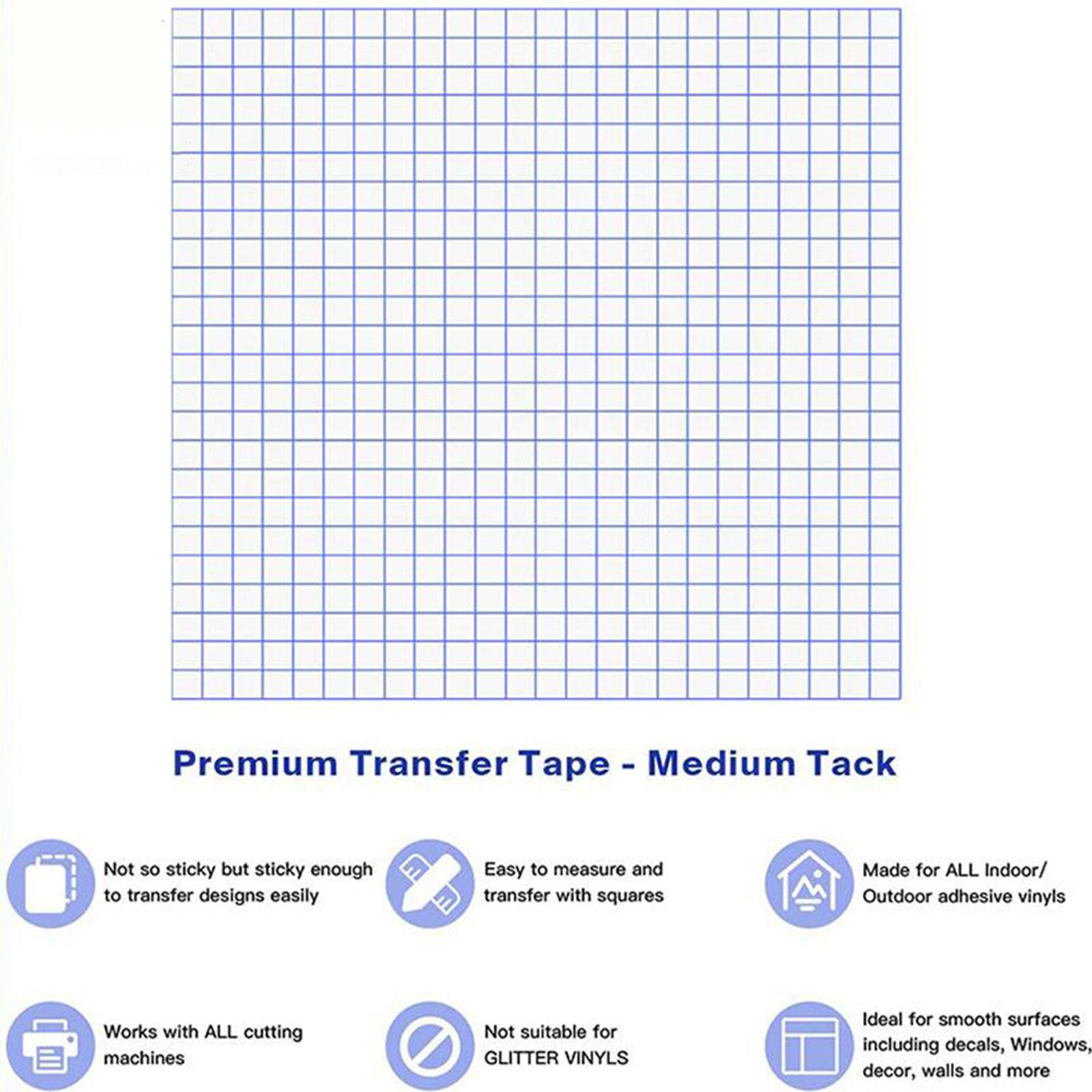 Vinyl Transfer Tape Roll (12” x 3.28 Feet) - Clear Vinyl Transfer Paper for Silhouette, Cameo, Crafts (w/ Blue Alignment Grid)