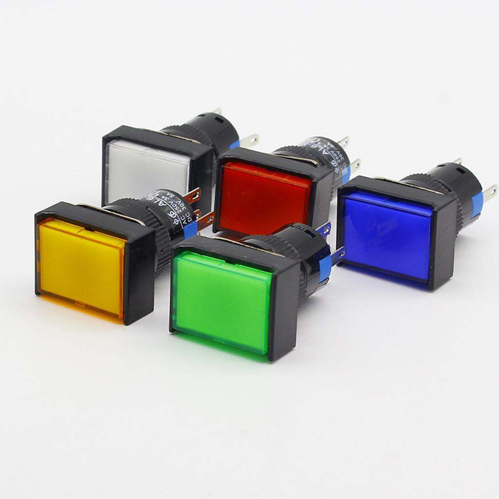 2-6pack DC 24V Push Button Momentary Self Reset Rectangle Switch w/ LED Light