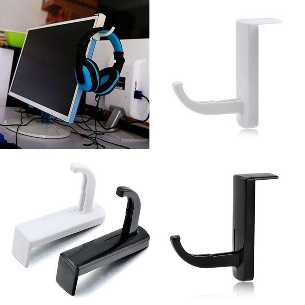 Headphone Headset Hanger Hook with Tape Sticker for Desk PC Display Black