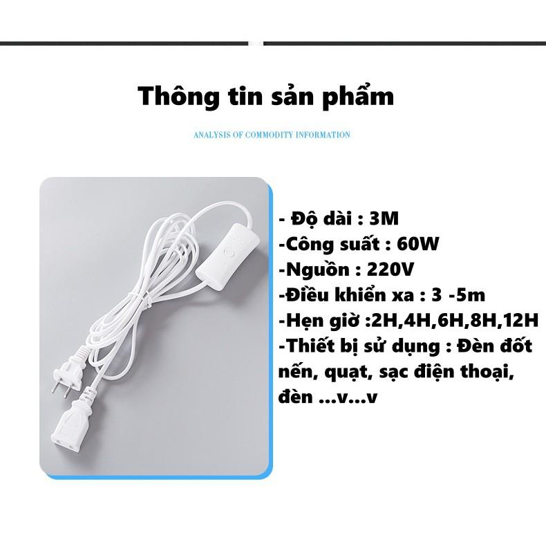 Dây cắm nguồn hẹn giờ đèn đốt nến thơm - Hẹn giờ 2,4,6,8,12H, có điều khiển từ xa tiện dụng