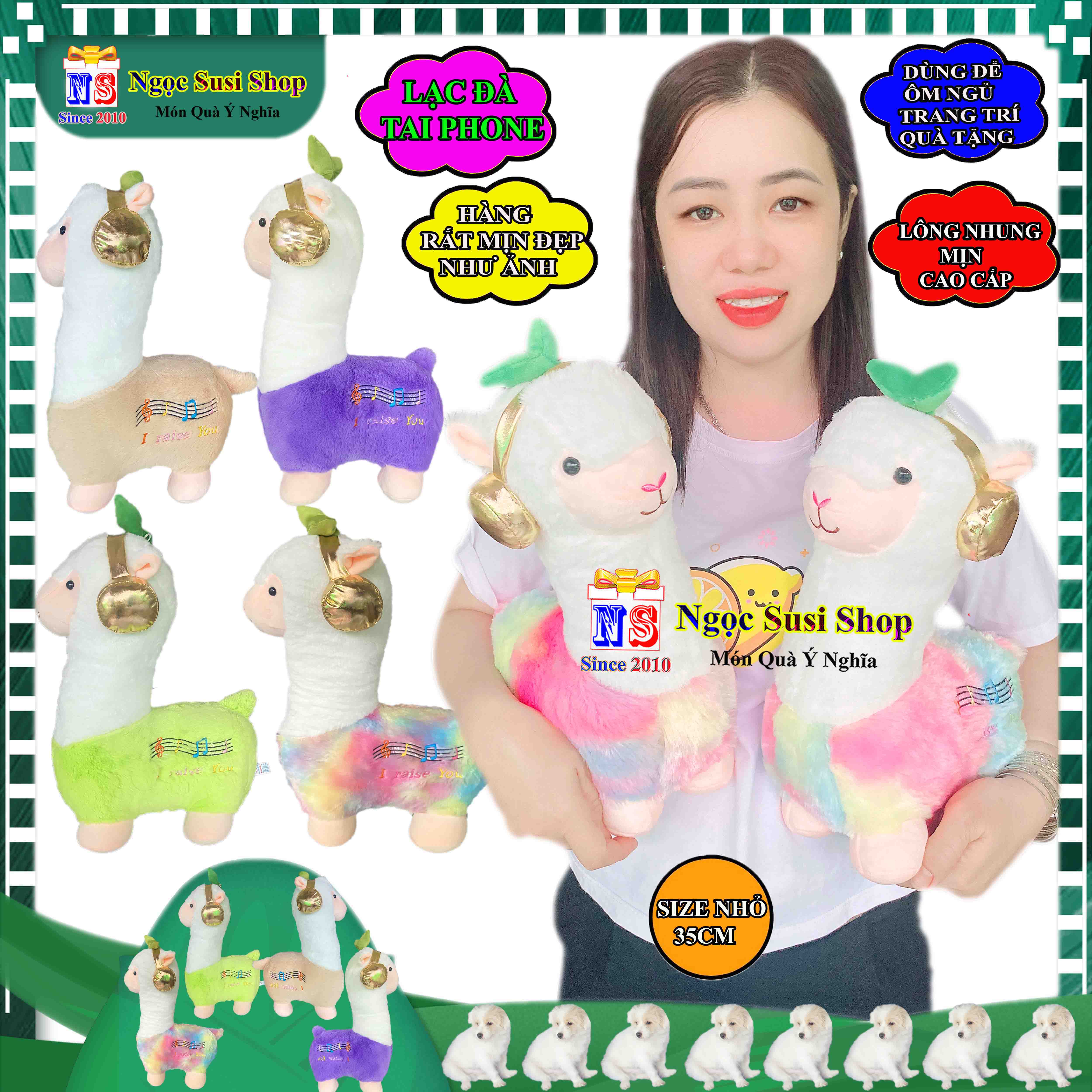 GỐI ÔM CON LẠC ĐÀ ĐEO TAI PHONE RẤT MỀM MỊN SIÊU ÊM - GẤU BÔNG HÌNH LẠC ĐÀ CAO CẤP