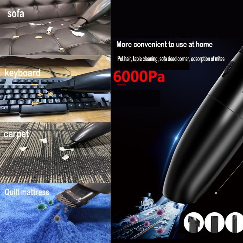 UPUPIN Máy Hut Bụi Cầm Tay Gia đình xe ô tô hút bụi cam tay mini 6000pa tích điện xe hơi không Dây - Hàng Chính Hãng