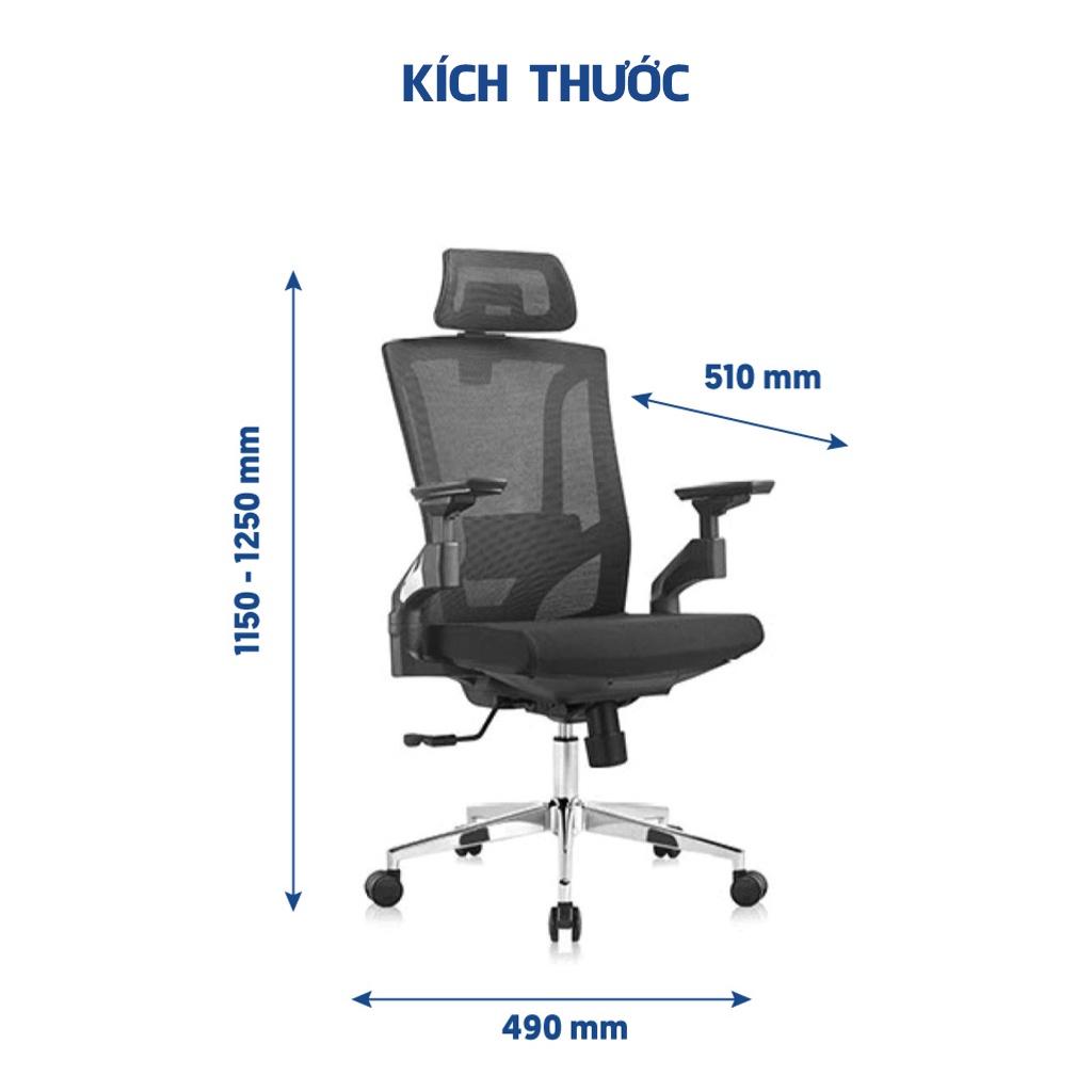 Ghế công thái học GOVI Ergonomic Plato PL05 - Tựa đầu điều chỉnh cao thấp, tựa tay 4D nâng hạ, cơ chế ngả lưng 135 độ