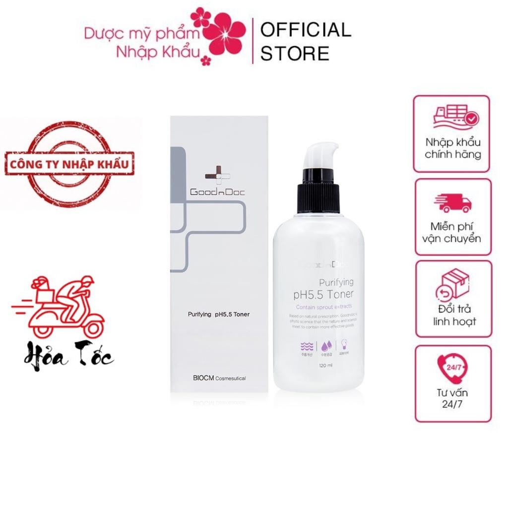 Nước hoa hồng, Toner dưỡng trắng, mờ thâm nám, chống lão hóa, dưỡng ẩm làm sạch da GoodnDoc Purifying pH 5.5