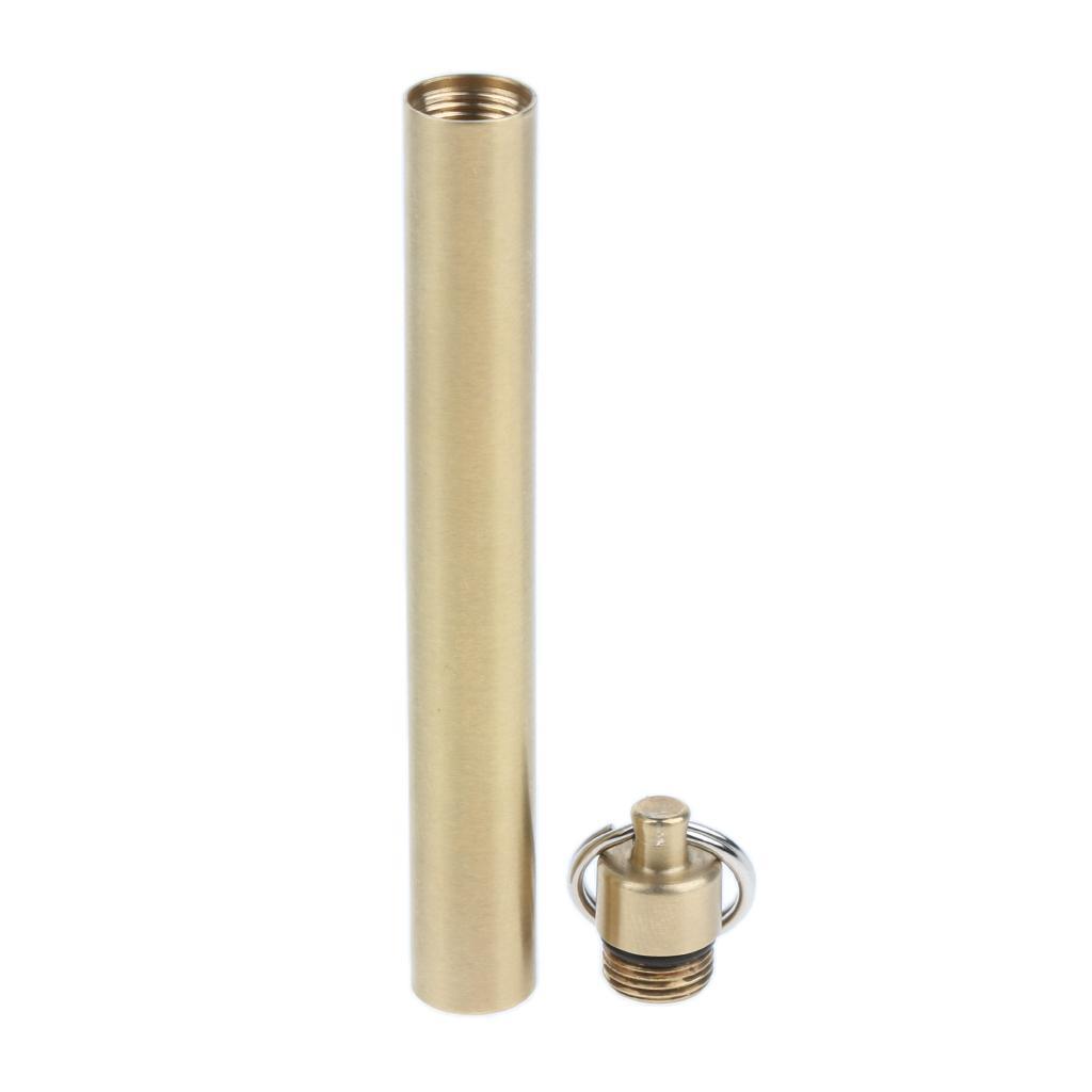 Waterproof Brass Pocket Toothpick Holder Mini Ear Pick Box Keychain Pill Capsule Case
