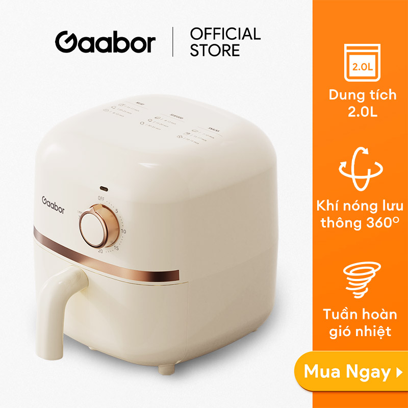 Nồi chiên không dầu GAABOR AF20M-YE01A dung tích 2L công suất 900W nóng nhanh, nhỏ gọn, xịn xò - Hàng chính hãng