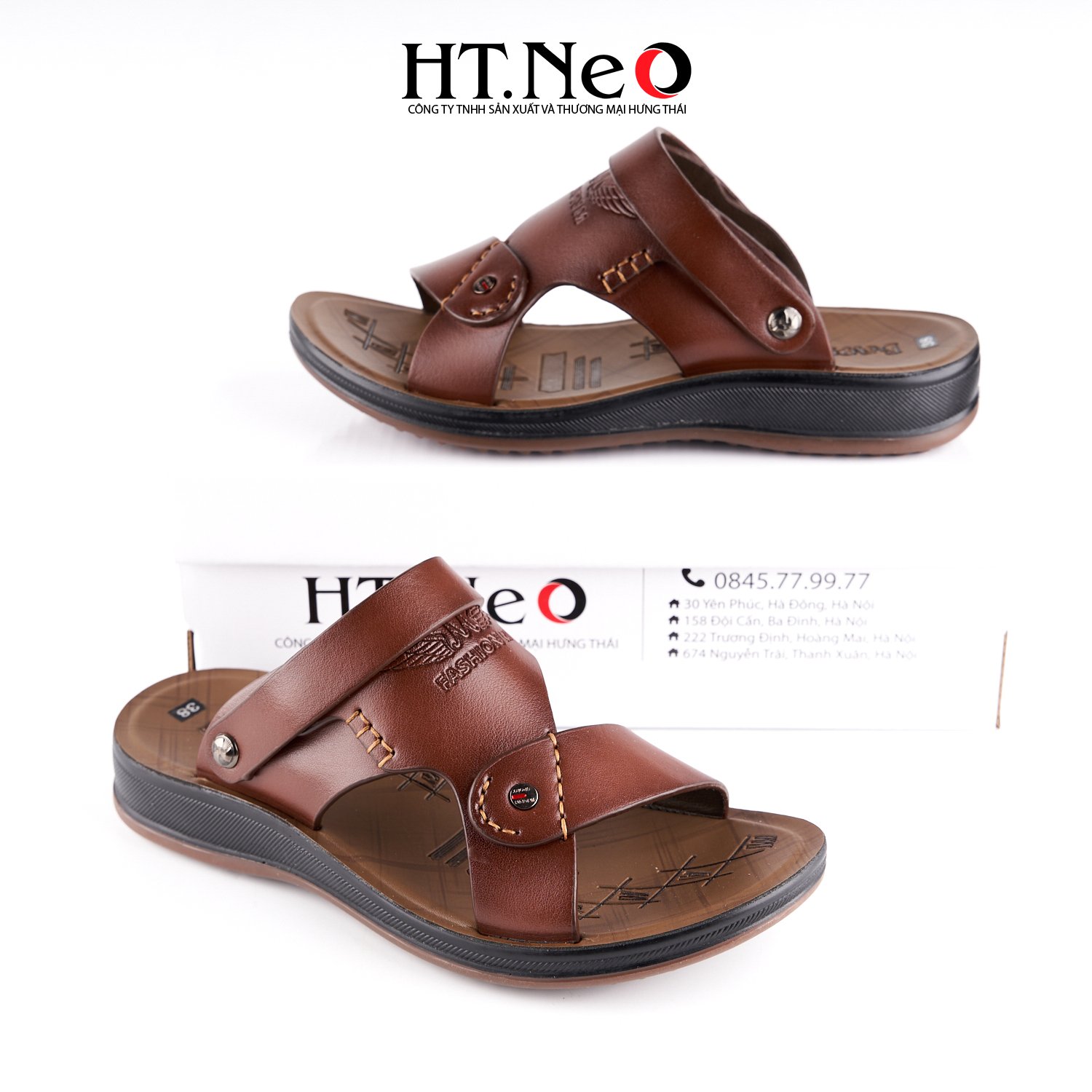 Sandal nam HT.NEO 100% da bò mềm mại, đế cao su nguyên khối, khâu may chân quai siêu chắc chắn SD156