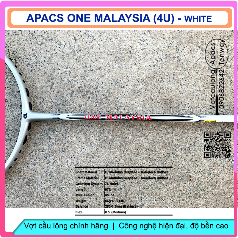 Vợt Cầu Lông Apacs One Malaysia – 4U white | Vợt đẹp trong tầm giá, bền bỉ với thời gian, đánh phong trào
