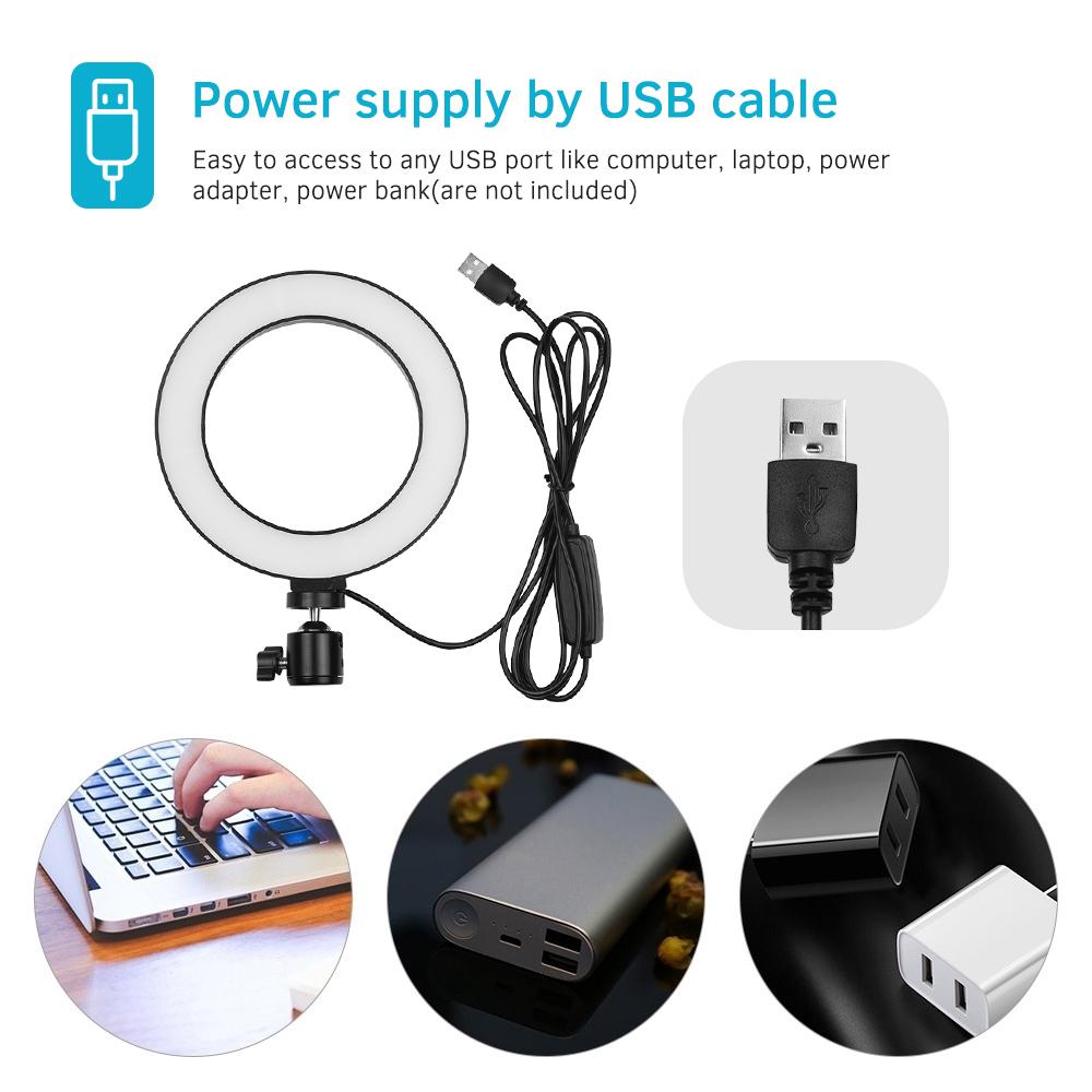 6 Inch Desktop LED Ring Light 3200K-5500K Dimmable Mini Camera Light Lamp 3 Light Modes 10 Brightness Levels with Mini