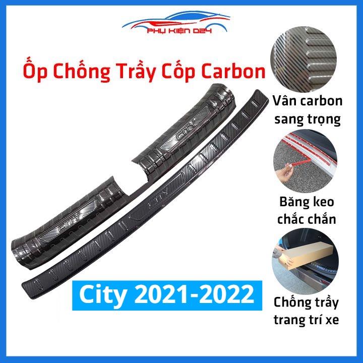 Ốp chống trầy cốp City 2021-2022 thép không gỉ vân Cacbon bảo vệ xe chống va đập