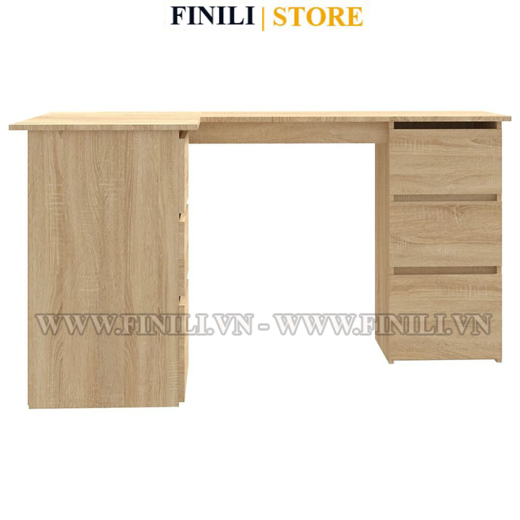 Bàn làm việc góc L FIINILI kết hợp 6 ngăn kéo gỗ công nghiệp FNLO7445