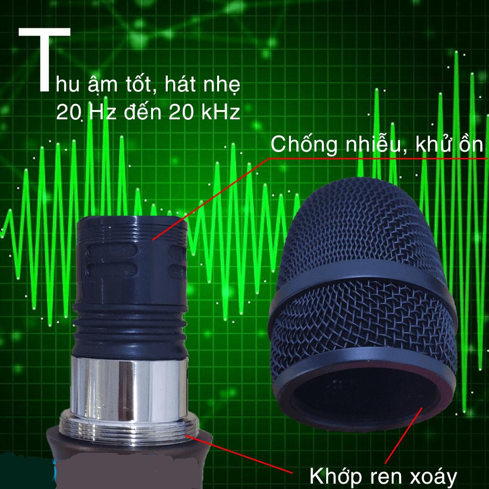 MICRO KARAOKE KHÔNG DÂY SHUBOLE K8, CHUYÊN DÀNH LOA LOA HOẶC ÂM LY, TẦN SỐ UHF, ÂM THANH CỰC HAY, LỌC ÂM, CHỐNG HÚ- HÀNG NHẬP KHẨU