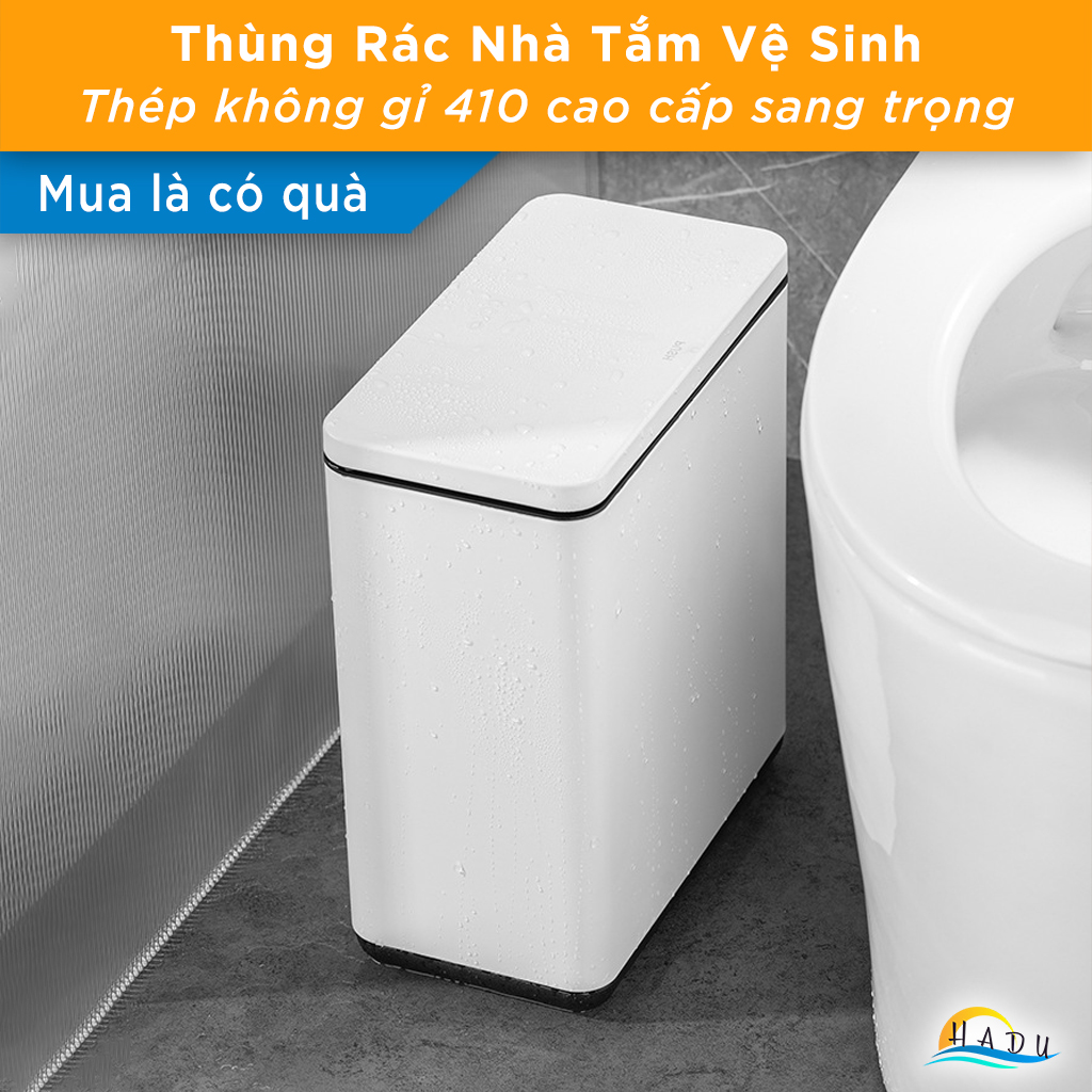 Thùng Đựng Rác Nhà Vệ Sinh Có Nắp 8 Lít Inox Đa Năng Cao Cấp Khử Mùi Than Hoạt Tính CCKO