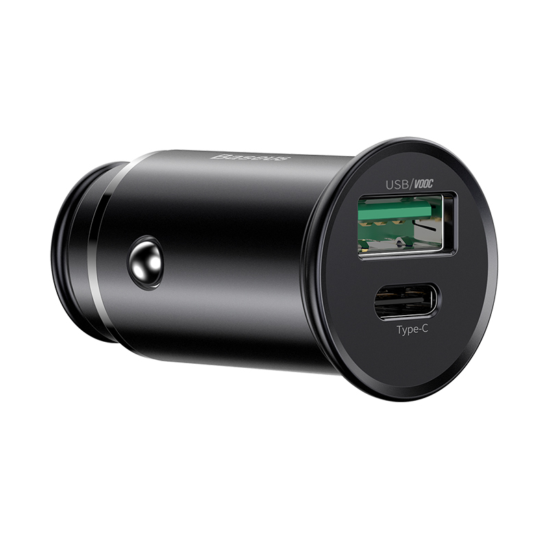 Tẩu sạc - củ sạc oto Baseus Circular Metal PPS Quick Charger Car Charger 2 cổng USB + type C 30w có hỗ trợ VOOC sạc nhanh cho điện thoại, máy tính bảng, loa không dây.. - Hàng chính hãng