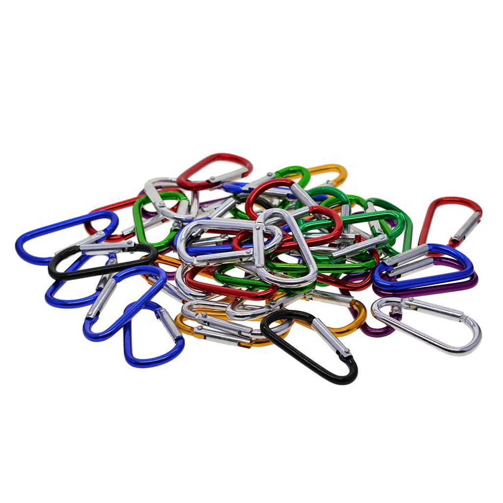 50 Pieces Aluminum Carabiner Spring Clip Climbing  Keychain Rings