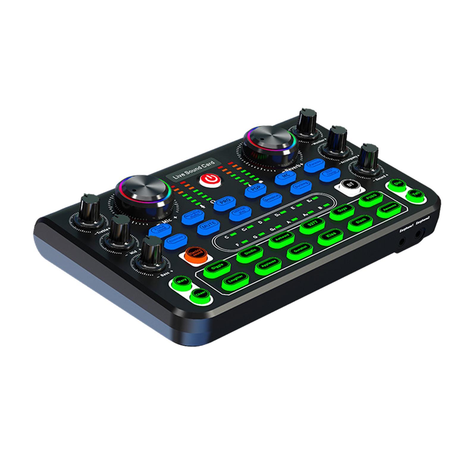 Professional Audio Mixer Voice Changer Portable Sound Board Console Stereo Mixer Sound Card for Recording Broadcast DJ Studio Podcasting