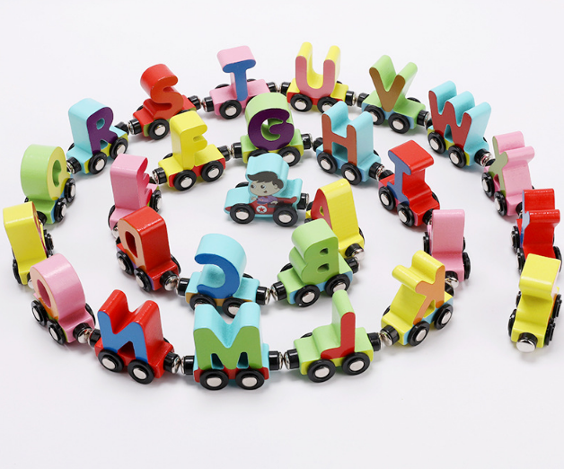 Đồ chơi đoàn tàu chữ cái nam châm/đoàn tàu chữ số nam châm bằng gỗ - Đồ chơi thông minh cho bé