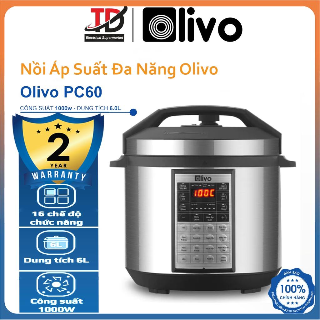 Nồi Áp Suất Điện Đa Năng OLIVO PC60, 6.0Lit-1000W, 16 Chức Năng Nấu, Hàng Chính Hãng