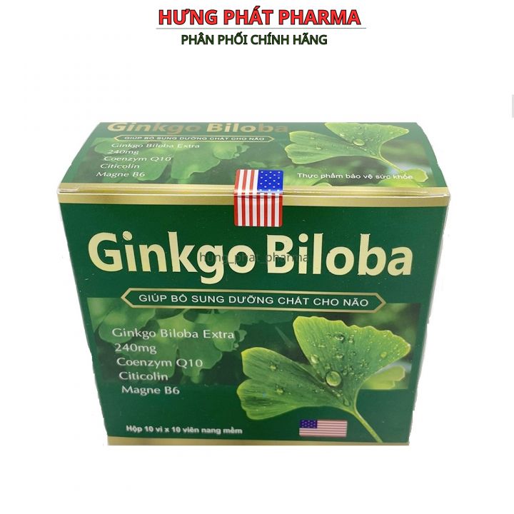 Hoạt huyết dưỡng não ginko Biloba 240mg tăng cường tuần hoàn não, viên uống bổ não 