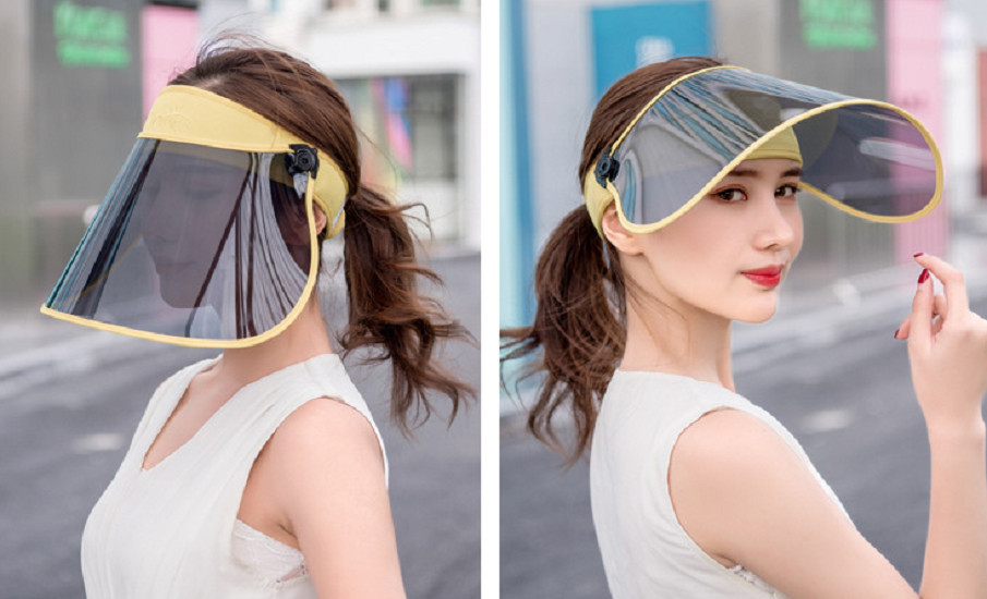 Mũ rộng vành chống nắng đi xe đạp- xe điện, nón chống nắng vành điều chỉnh 360 độ màu vàng