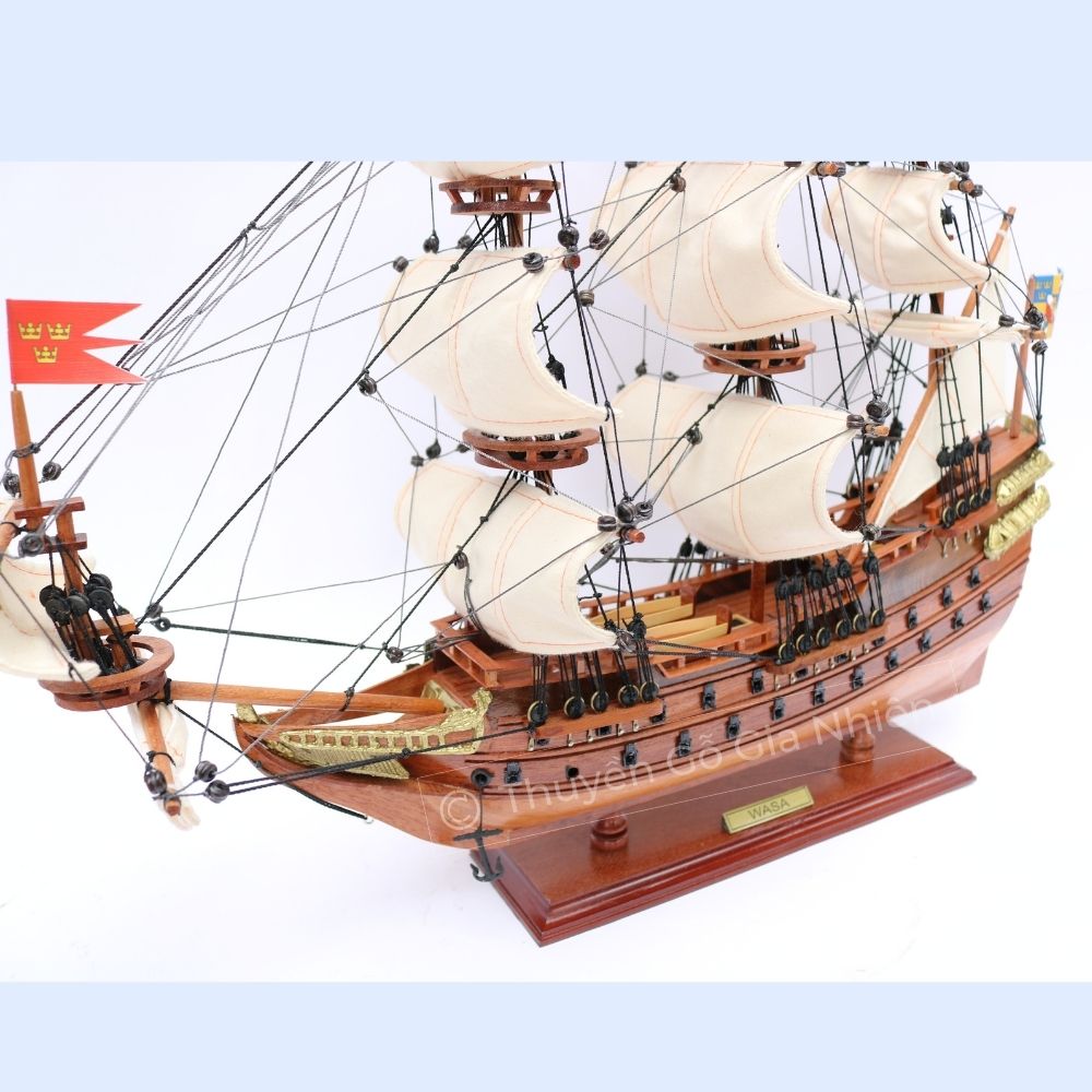 Mô Hình Thuyền Gỗ Trang Trí Phong Thủy Dạng Thuyền Cổ Wasa Chính Hãng, Hàng Xuất Khẩu Chất Lượng Cao