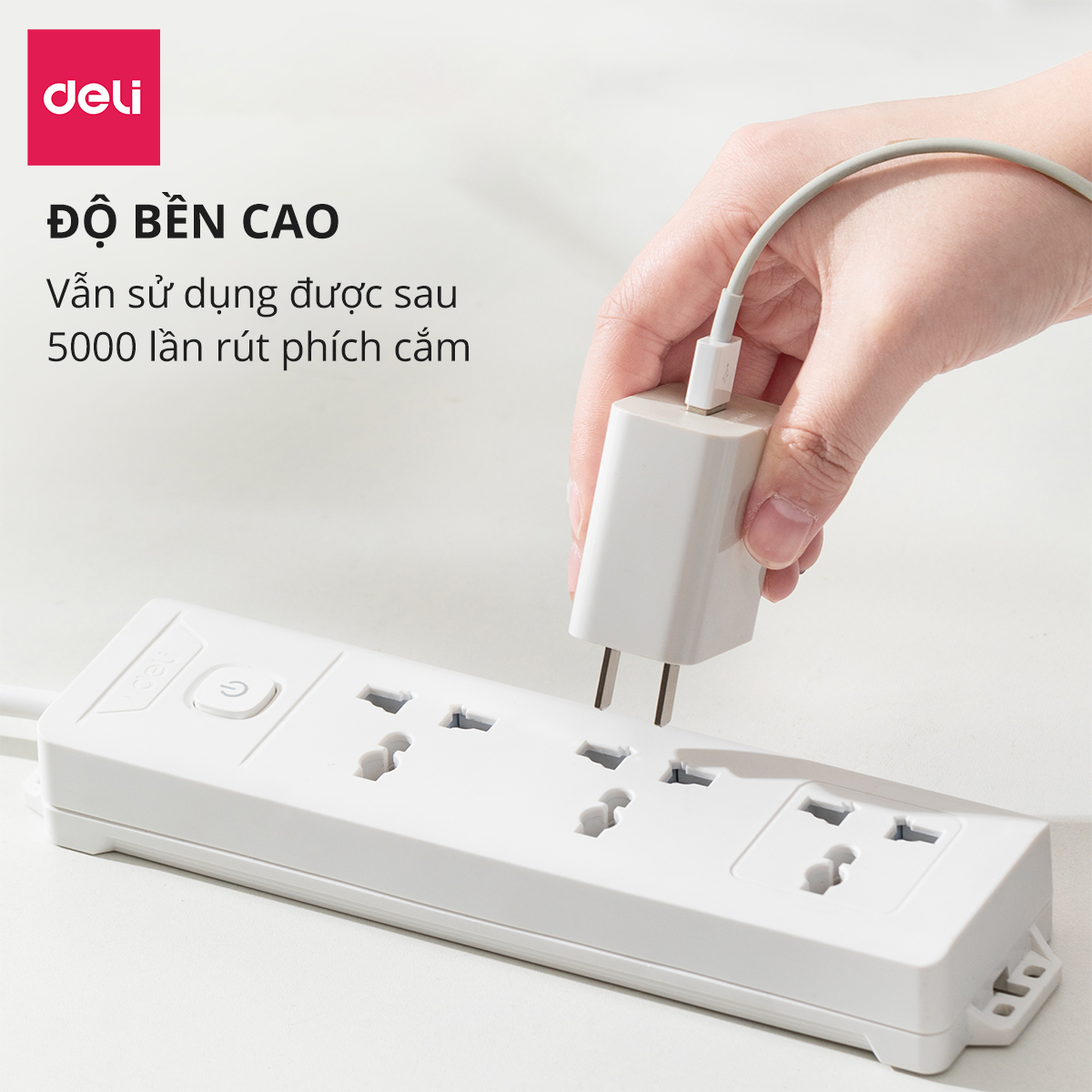 Ổ Cắm Điện Đa Năng 2500W Có Công Tắc Nguồn 3/4/6 Ổ , 3M/5M Dây Chống Giật Chống Cháy Chất Lượng Cao Deli - Phiên Bản Mới Nâng Cấp 2023 - Hàng Chính Hãng - ET401 - 406