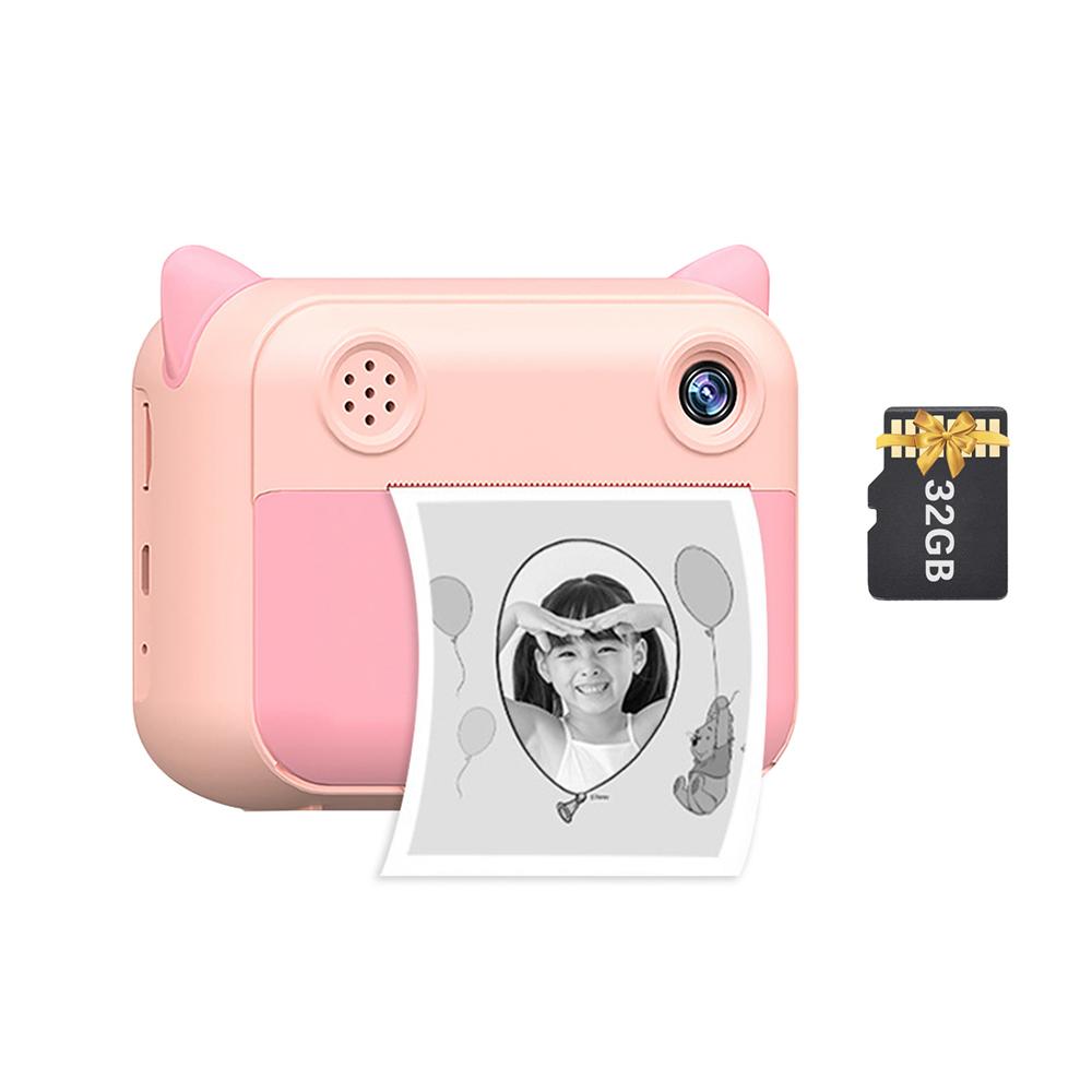 Cute Kids Instant Print Camera 1080P Digital Video Camera Dual Camera Lens 12MP 2.4 Inch LCD Screen Built-in Battery with 32GB TF Card Birthday Festival Christmas Gift for Kids Boys Girls