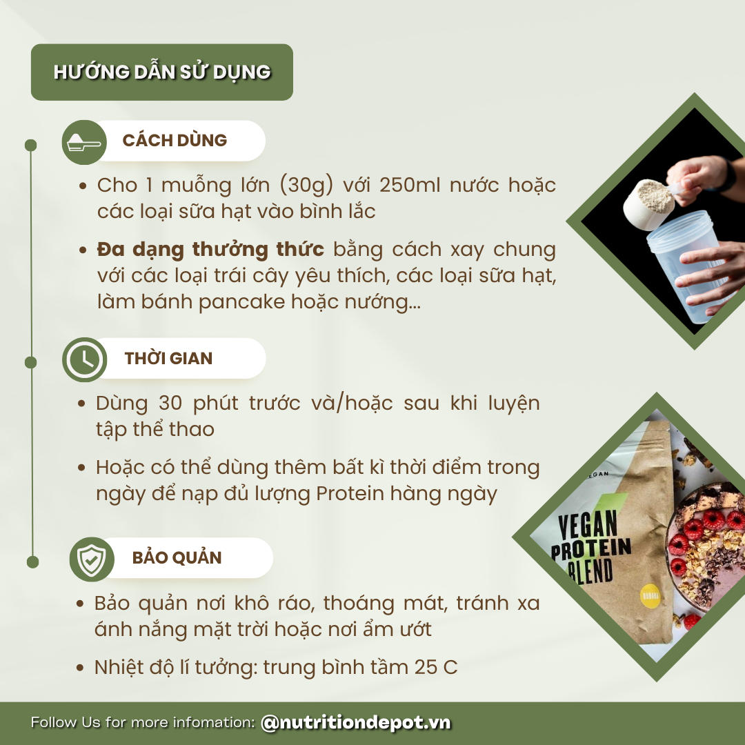 Sữa bổ sung đạm dành cho người ăn chay Vegan Blend Protein 1kg - Nutrition Depot