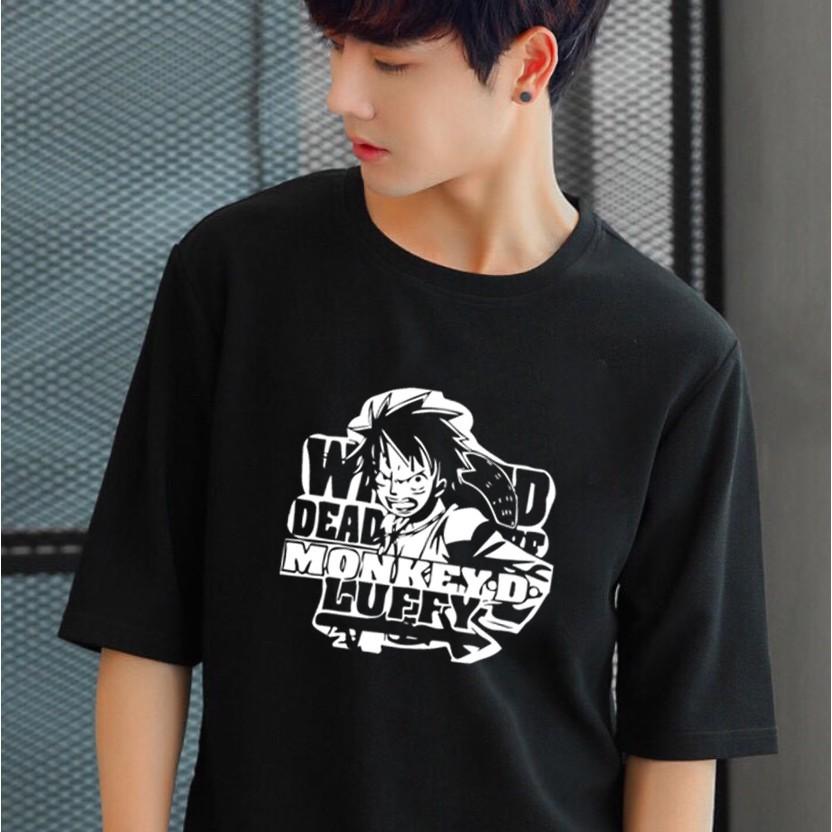 Giảm Giá Áo Thun Đen Tay Lỡ Unisex Luffy OnePiece Siêu Ngầu