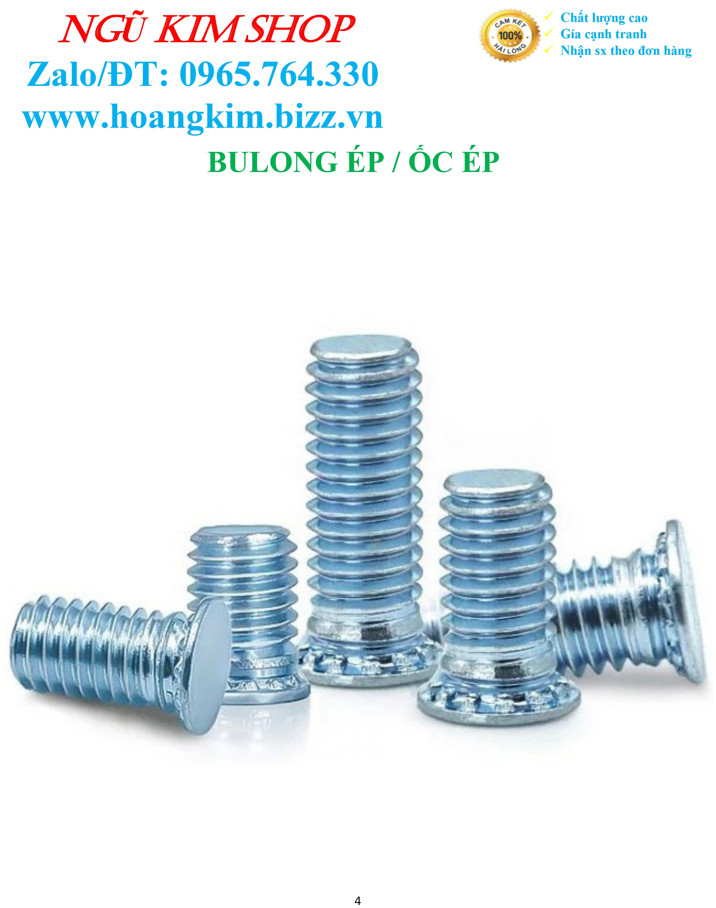 BULONG TỰ GIỮ _ BULONG ÉP _ ỐC ÉP M3, M4, M5, M6, M8