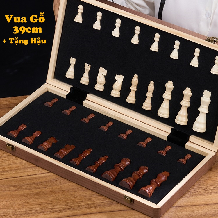 Cờ Vua Gỗ Nam Châm Cỡ Cực Đại 39*39*5cm Có Tặng Hậu Gỗ Thông Tự Nhiên An Toàn Cao Cấp Chính Hãng